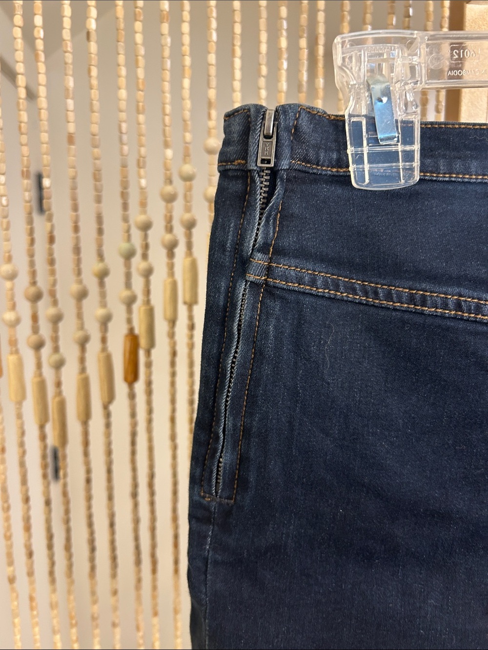 Free People Dark Indigo High-Rise Jean Shorts with Contrast Stitching - Picture 7 of 8